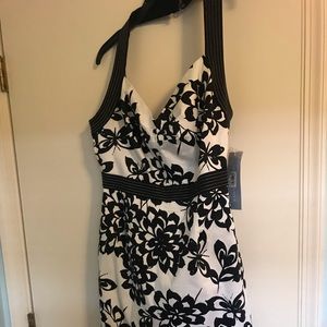 NWT London Times Black & White Halter Dress 10